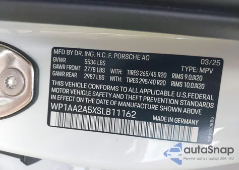 2025 Porsche Macan T z USA, uszkodzony, nr VIN WP1AA2A5XSLB11162